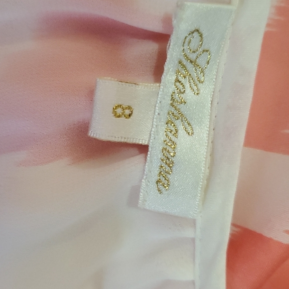 Shoshanna 100% Silk Blouse Women's Size 8 Coral and White Blouse - Picture 8 of 12